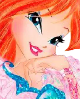 ☺️ c58b6a60 Bloom Winx Club นางฟ้า, เวทมนตร์, วินซ์, บลูม, การ์ตูน, ตัวละคร whatsapp sticker