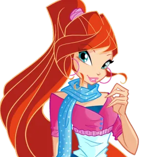 😌 d9ec0bb5 Bloom Winx Club นางฟ้า, เวทมนตร์, การ์ตูน, ผู้หญิง, เบ่งบาน whatsapp sticker