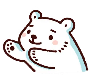 🐻 497f5684 oso polar, dibujo animado, animal, lindo, amigable, saludando, saludo, ilustración whatsapp sticker