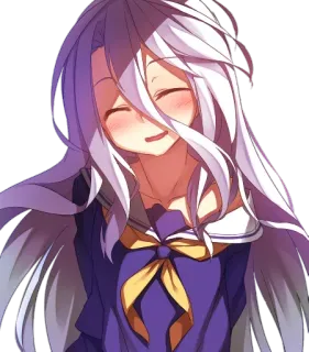 😊 0f2a6f77 Shiro No Game No Life anime, Shiro, No Game No Life, schattig, schooluniform, lang haar telegram sticker
