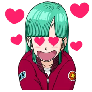 😍 134f0dcc Bulma Dragon Ball Anime, Dragon Ball, Bulma, Liefde, Harten, Cartoon, Personage telegram sticker
