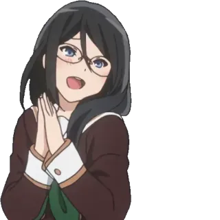 😍 1ff5c9ca Anime, Meisje, Bril, Blij, Karakter telegram sticker