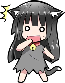 😱 2c0742b6 katmeisje, anime, manga, chibi, kawaii, verrast, uitroepteken telegram sticker