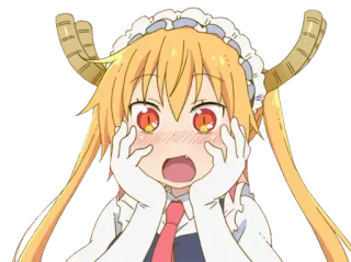 😍 bc1bf544 Tohru Miss Kobayashi's Dragon Maid Anime, Draak, Maid, Schattig, Tohru, Verlegen, Blozen telegram sticker