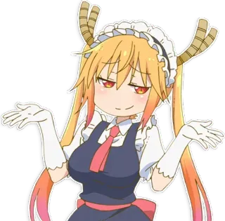 👐 bcdd593d Tohru Miss Kobayashi's Dragon Maid tohru, anime, draak, meid, miss kobayashi's dragon maid, verward, schouderophalen, vraag telegram sticker
