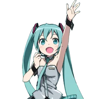 🖐 d12c5943 Hatsune Miku Anime, Vocaloid, Muziek, Vrouwelijk personage, Turkoois haar telegram sticker