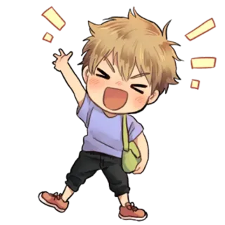 🖐 f3a8dcb2 Anime, Jongen, Vrolijk, Kawaii, Schattig, Blij, Enthousiast telegram sticker