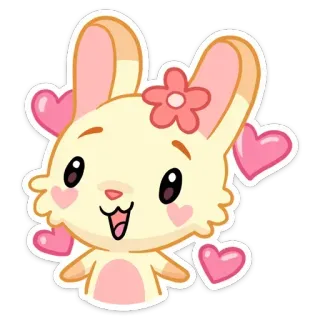 🦷 d045afb2 mignon, lapin, lapin, dessin animé, animal, coeurs, kawaii whatsapp sticker