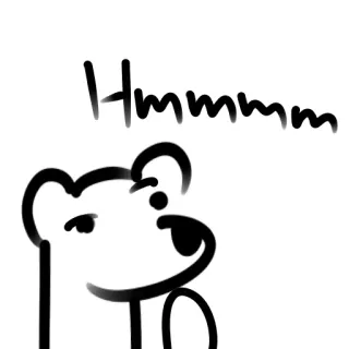 🤔 4cbe34a3 Hmmmmm 곰, 생각, 음, 만화, 동물, 스케치, 낙서 telegram sticker
