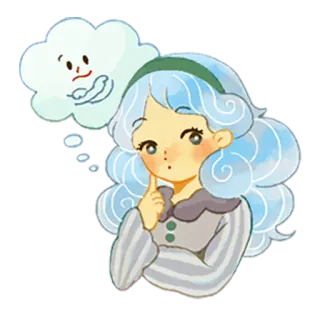 🤔 3155b24a pensando, pergunta, sonhando, desenho animado, menina, fofo telegram sticker