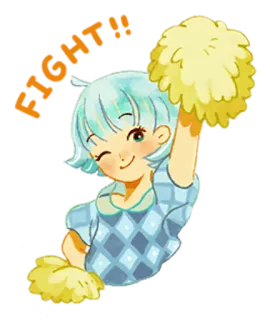 ✊ 642983c8 CHEER!!! Líder de torcida, Anime, Desenho animado, Garota, Pompons, Torcendo, Fofa telegram sticker