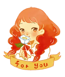 💐 e6ead5bd for you menina, flor, laranja, desenho animado, presente, ilustração telegram sticker