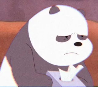 😌 45f657bf Panda We Bare Bears traurig, weinen, panda, cartoon, webarebears, verärgert, taschentuch telegram sticker