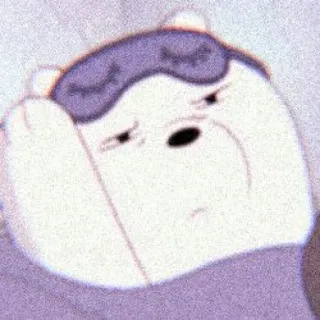 💸 ce42ccac Ice Bear We Bare Bears Bär, Cartoon, verschlafen, traurig, Schlafmaske telegram sticker