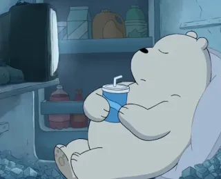 🖥 eced95d8 Ice Bear We Bare Bears Cartoon, Beer, Relaxen, Chill, IJsbeer, We Bare Bears, Slapen telegram sticker