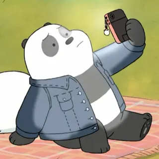 📸 4c707759 Panda We Bare Bears การ์ตูน, แพนด้า, หมี, สัตว์, น่ารัก, เซลฟี่, โทรศัพท์ telegram sticker