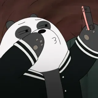 🪲 e92cadda Panda We Bare Bears แพนด้า, วีแบร์แบร์ส, การ์ตูน, เซลฟี่, โทรศัพท์, หมี telegram sticker