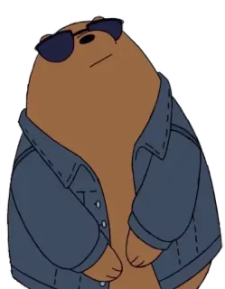 😎 6c0d1ca9 beruang, kartun, kacamata hitam, jaket, keren, karakter whatsapp sticker