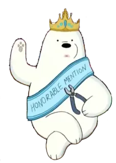 👑 c2cb31d0 Ice Bear We Bare Bears HONORABLE MENTION kartun, beruang, mahkota, penghargaan khusus whatsapp sticker