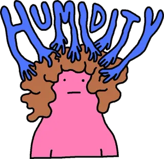 ☂ 780e9abe HUMIDITY Luftfeuchtigkeit, Wetter, Hände, Figur, Schweiß, Hitze telegram sticker