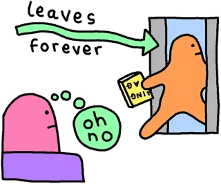 🕺 a2a59fe8 leaves forever oh no Cartoon, Gehen, Traurig, Pfeil, Oh nein telegram sticker
