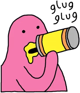 🍺 eebb60aa glug
glug trinken, cartoon, rosa, schluck, getränk, limo, dose telegram sticker