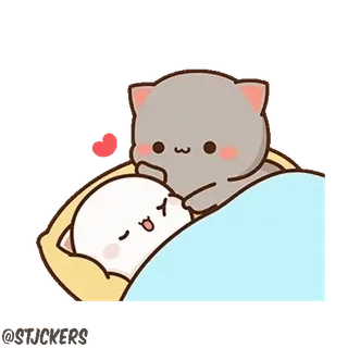 😻 d20b3011 кот, спит, милый, сердце, мультик, очаровательный telegram sticker