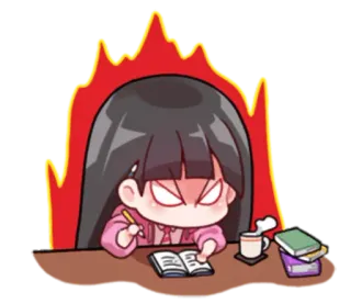 😡 067bac20 en colère, frustré, étudiant, travail, animé, dessin animé telegram sticker