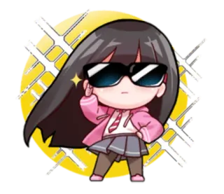 😎 0b2562ac dessin animé, fille, lunettes de soleil, rose, mignon, animation, animé telegram sticker