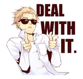 😉 6b65cf0b DEAL WITH IT. смирись, солнцезащитные очки, круто, отношение, мем, текст, интернет сленг telegram sticker