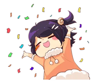 🎉 efa1361c праздник, конфетти, счастливый, аниме, мультфильм, персонаж, радость telegram sticker