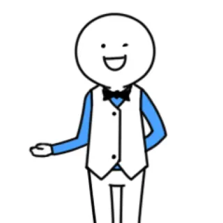 🤗 67e4abe3 strichmännchen, cartoon, figur, fliege, weiße weste, minimalistisch telegram sticker