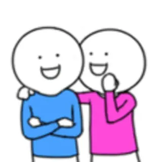 🤥 b808559f Cartoon, Strichmännchen, Freundschaft, Süß, Umarmung telegram sticker