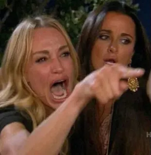 😨 5eeb2eda ผู้หญิง, ตะโกน, มีม, แมว, ชี้, โกรธ, โต้เถียง, โกรธ telegram sticker