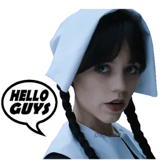 👋 50573e4f HELLO GUYS hello, greeting, girl, wednesday telegram sticker