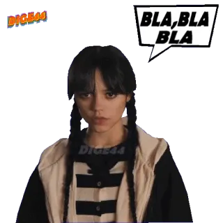 🗣 9befe0db Wednesday Addams Wednesday BLA, BLA BLA Wednesday Addams, Jenna Ortega, Netflix, The Addams Family, Gothic, Gloomy, Sticker telegram sticker