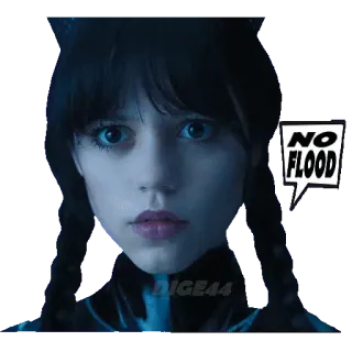 💦 be6b8921 Wednesday Addams Wednesday NO FLOOD wednesday addams, no flood, meme, tv series, jenna ortega telegram sticker