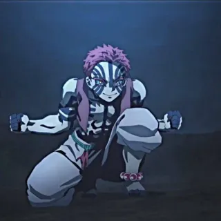 ✊ 1abfedae Akaza Demon Slayer Anime, Iblis, Bertarung, Seni bela diri, Penjahat whatsapp sticker