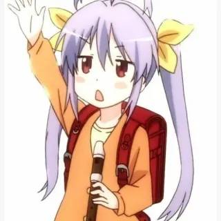 👋 45e7a4f7 Anime Mädchen, süß, Schuluniform, Blockflöte, Rucksack, Cartoon telegram sticker