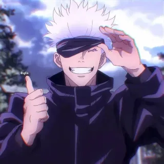 👍 77692ec3 Satoru Gojo Jujutsu Kaisen Anime, Gojo, Jujutsu Kaisen, Charakter, lächelnd, Daumen hoch telegram sticker