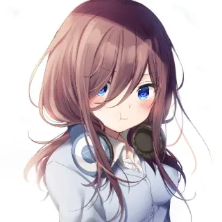 ☘ 826501c9 Anime Mädchen, Kopfhörer, Cartoon, Süß, Portrait, Kunst telegram sticker