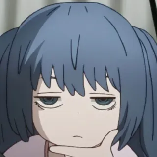 😐 ffb39305 Anime, Mädchen, Schmollen, Blaue Haare, Süß, Charakter, Illustration telegram sticker