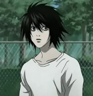 😂 f946ed37 L Lawliet Death Note Anime, Manga, L, Lawliet, Death Note, Detective, Personaje telegram sticker