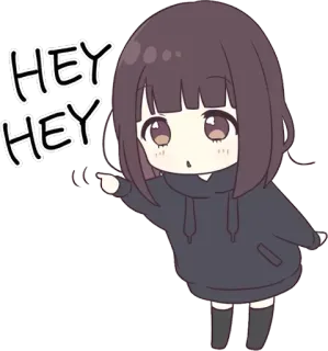 😀 1c2fc0aa HEY HEY dziewczyna anime, słodkie, hej, powitanie telegram sticker