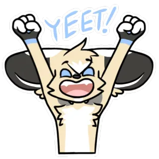 😁 4e75ac14 YEET! yeet, hào hứng, cổ vũ, ăn mừng, hoạt hình, furry telegram sticker