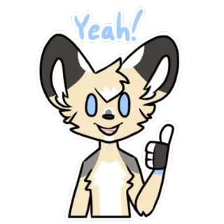 👍 a230987d Yeah! hoạt hình, furry, động vật, hình người, tích cực, chấp thuận, giơ ngón tay cái telegram sticker