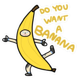 🍌 fc2476e7 DO YOU WANT A BANANA chuối, trái cây, hoạt hình, vui nhộn, thức ăn, nhảy múa telegram sticker