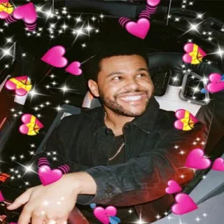 😍 09bfdc13 The Weeknd ca sĩ, nhạc sĩ, trái tim, tình yêu, nụ cười telegram sticker