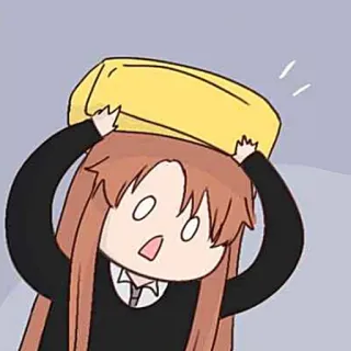 🍂 96fb786f мультфильм, аниме, девушка, удивлен, желтая коробка, женский telegram sticker