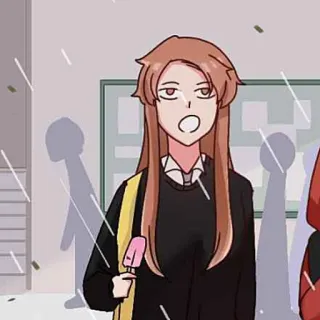 🍂 e7a42fef мультфильм, стиль аниме, девушка, подросток, фруктовый лед, в помещении telegram sticker